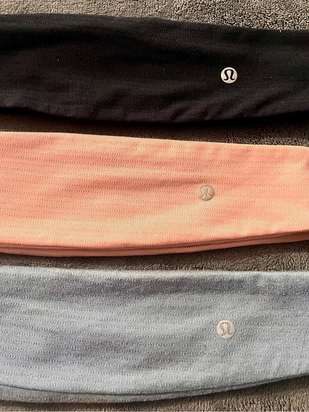 lululemon Athletica headbands pack of 3 (blue, pink, and light gray)